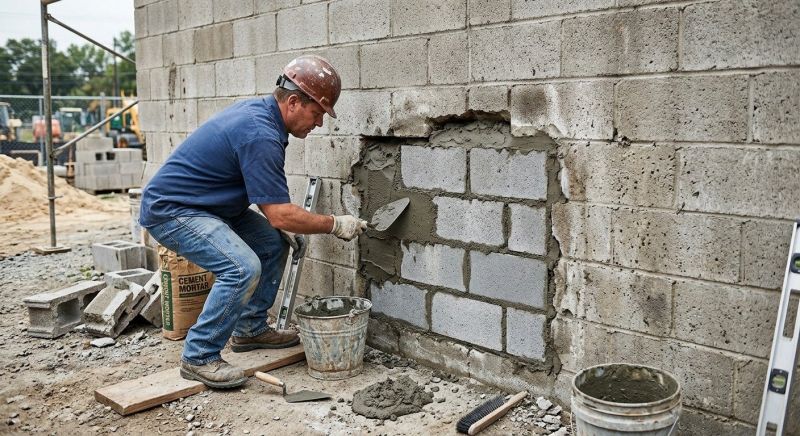 Cinder Block Wall Repair in Henry County, KY