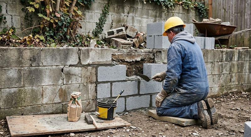 Cinder Block Wall Repair in Sellersburg, IN
