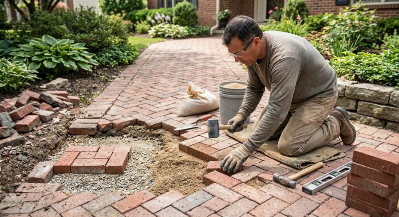 Entryway Brick Repair in Oldham County, KY